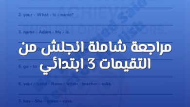 المراجعة النهائية في اللغة الانجليزية للصف الثالث الابتدائي من التقيمات الترم الاول 2026 pdf